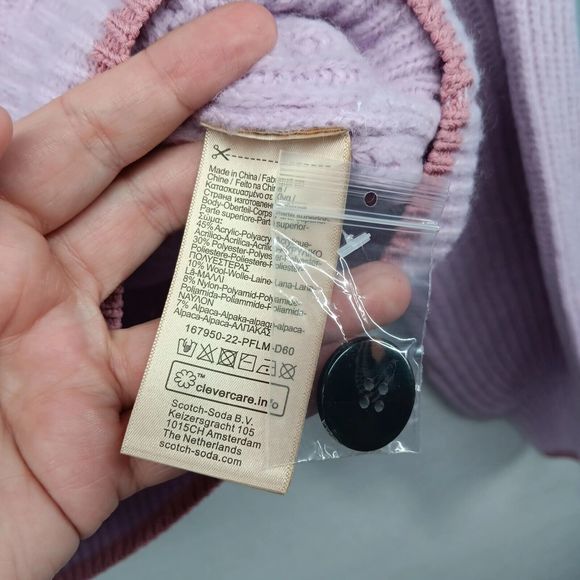 NWT & Bag Scotch & Soda $178.00 MSRP Fuzzy Kniited Cardigan Size XL Soft Orchid - Picture 14 of 16